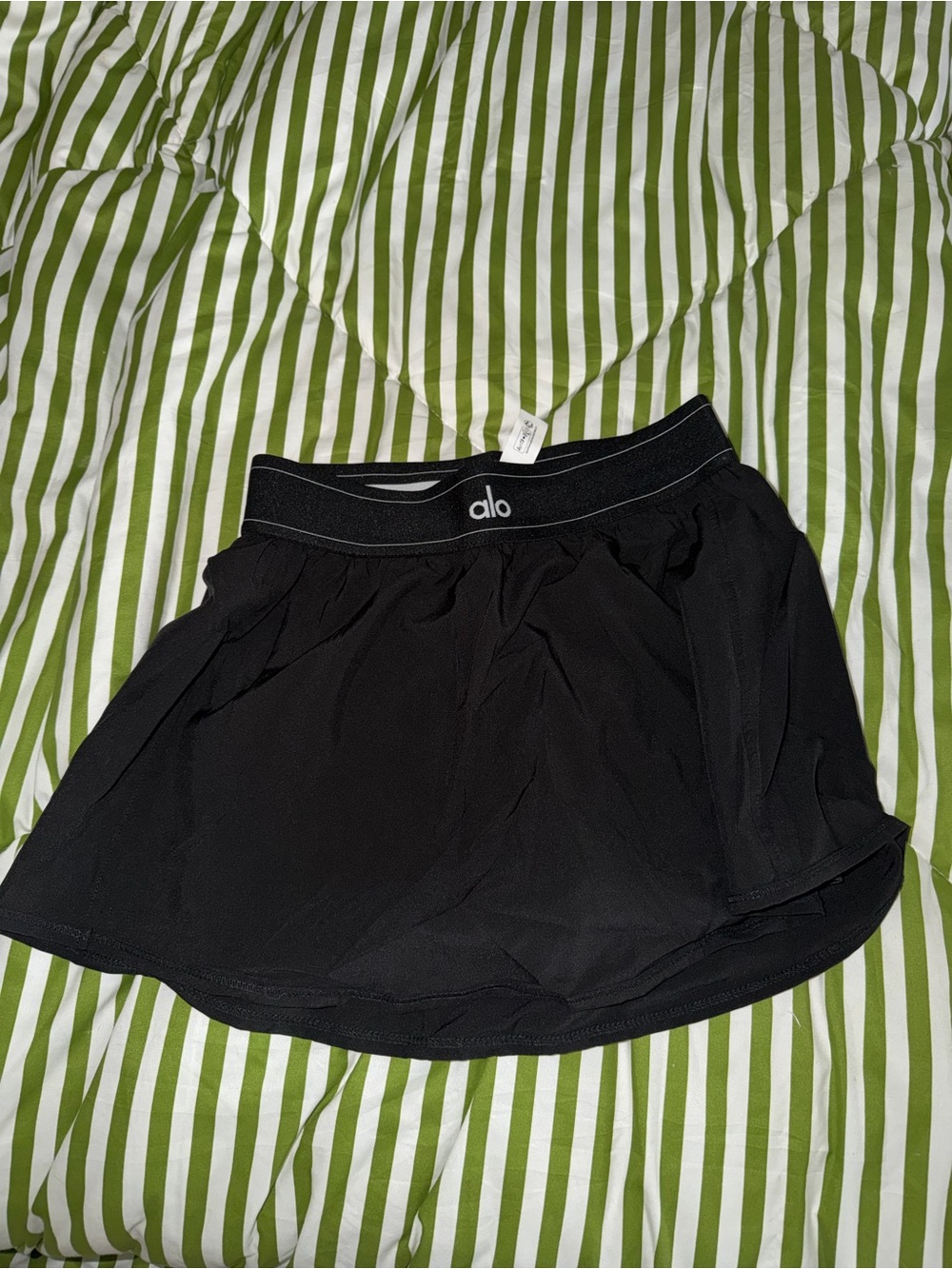 ALO Yoga Black Circle Skater Skirt with Logo Waistband